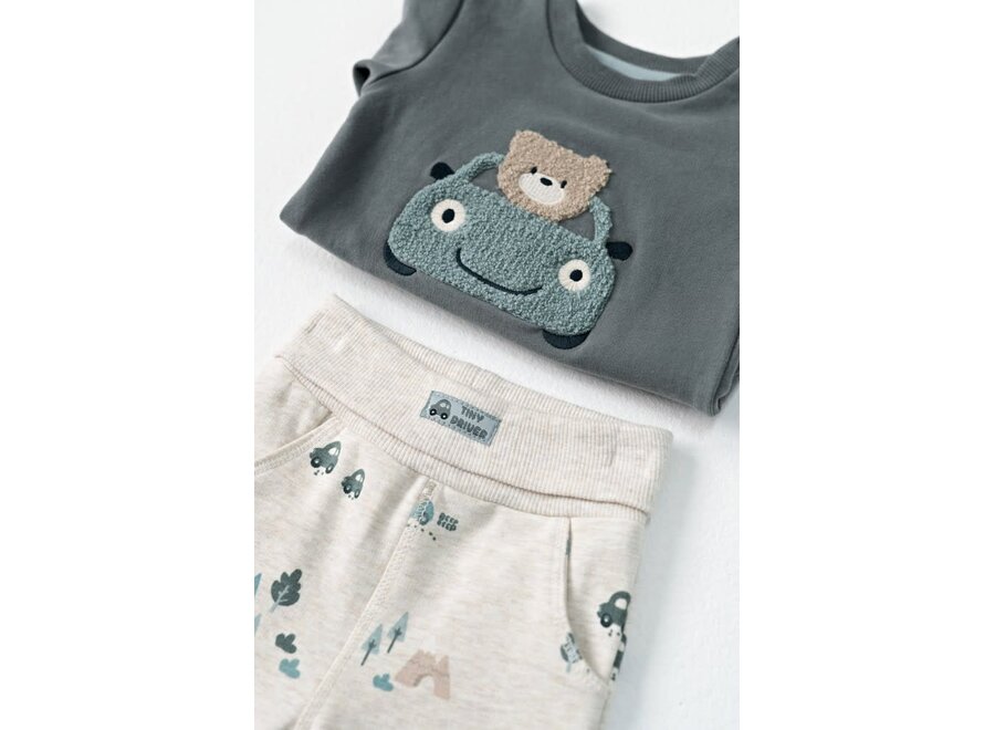Broek AOP - Beep Beep Offwhite melange