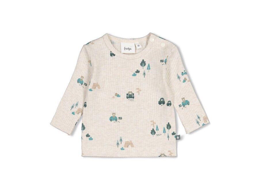 Longsleeve rib AOP - Beep Beep Offwhite melange