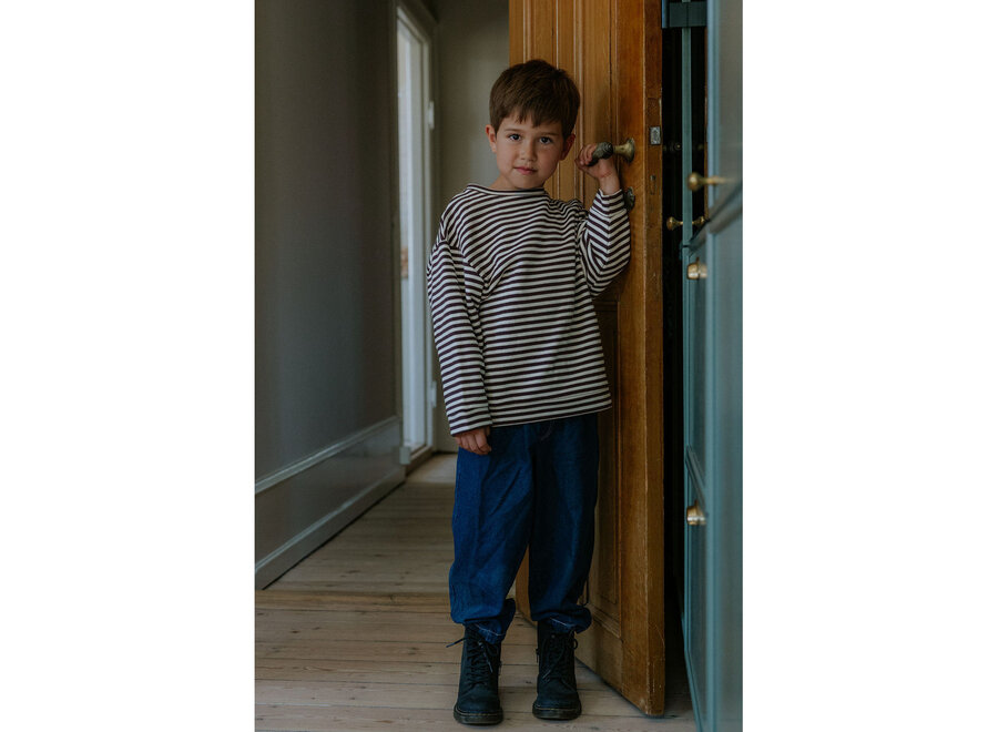Alvin LS Stripe sweatshirt Coffee bean/Sandshell