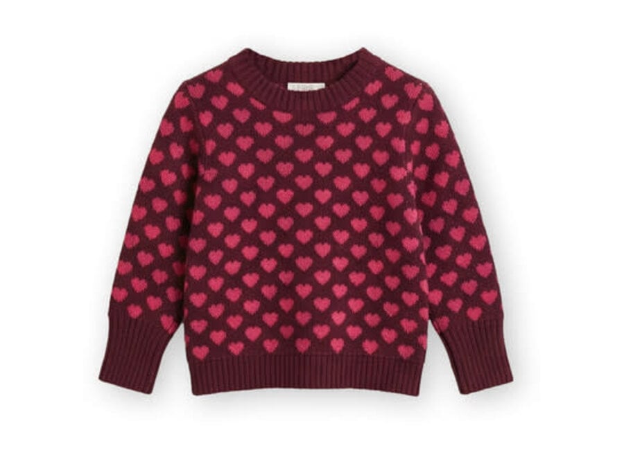 Janie Cashmere heart pullover - Burgundy/Red Bud