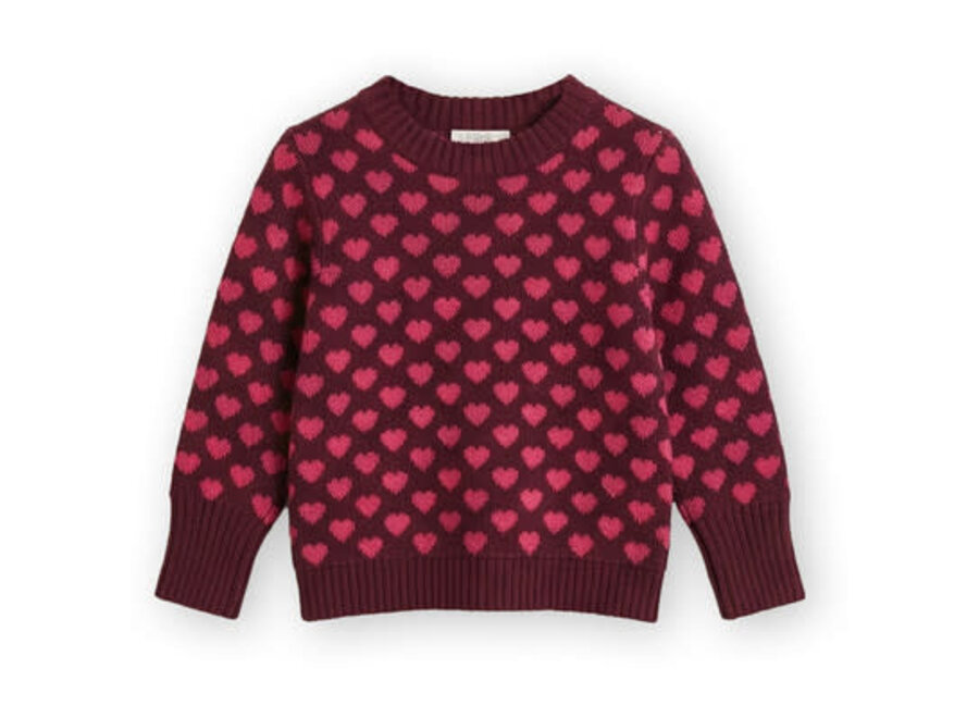 Janie Cashmere heart pullover - Burgundy/Red Bud