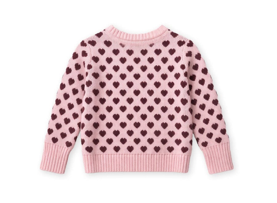 Janie Cashmere heart pullover - Smoke rose/burgendy