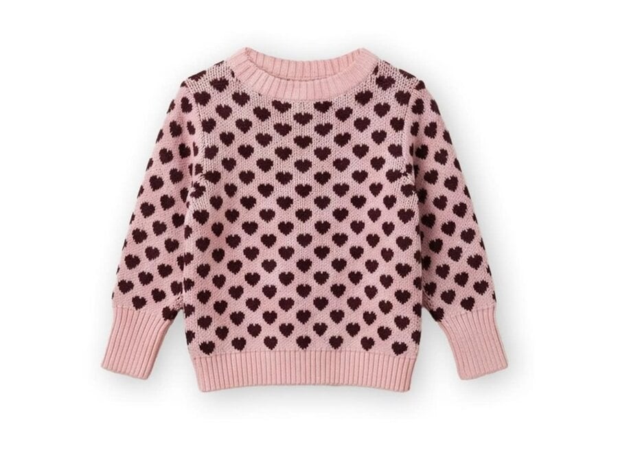 Janie Cashmere heart pullover - Smoke rose/burgendy
