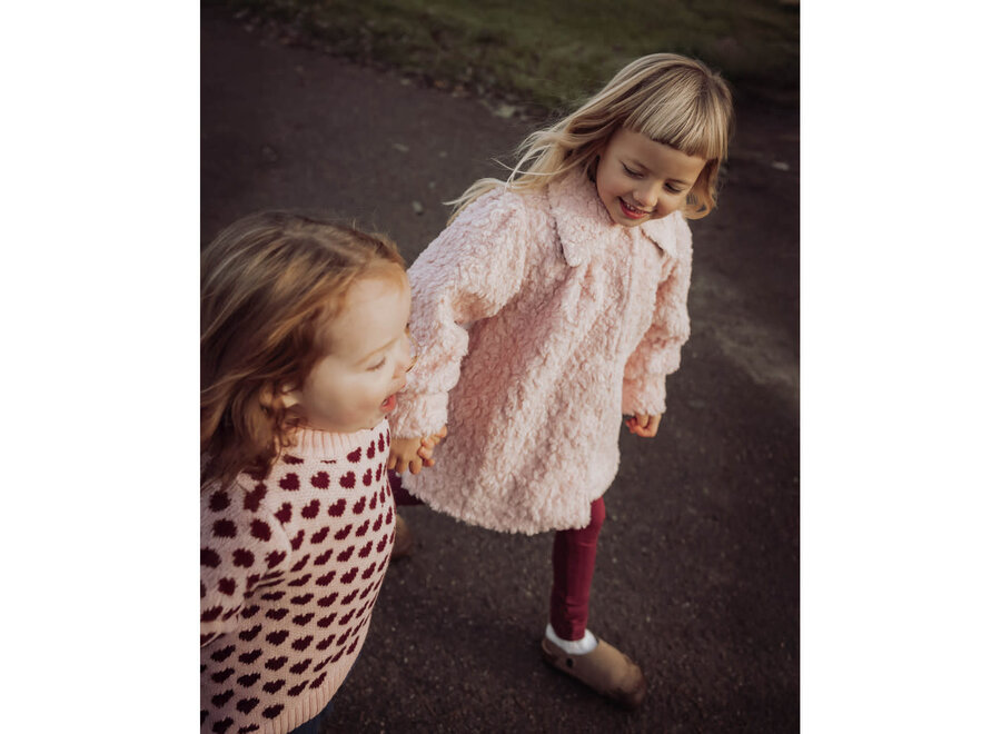 Janie Cashmere heart pullover - Smoke rose/burgendy