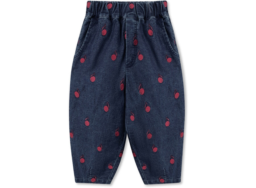 Donna embr. dark blue denim pant