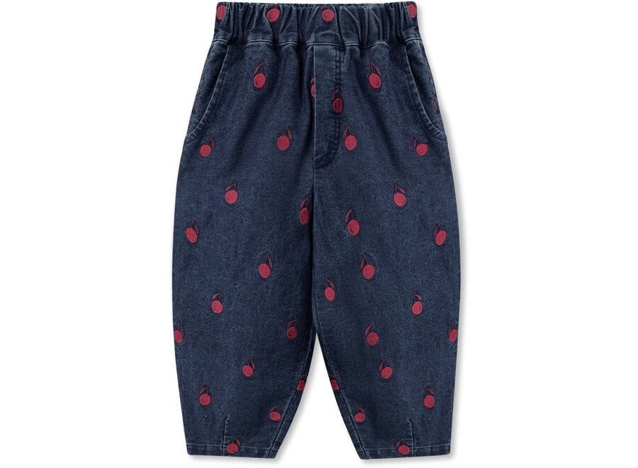 Donna embr. dark blue denim pant