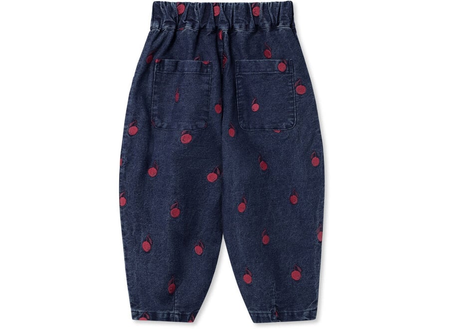 Donna embr. dark blue denim pant