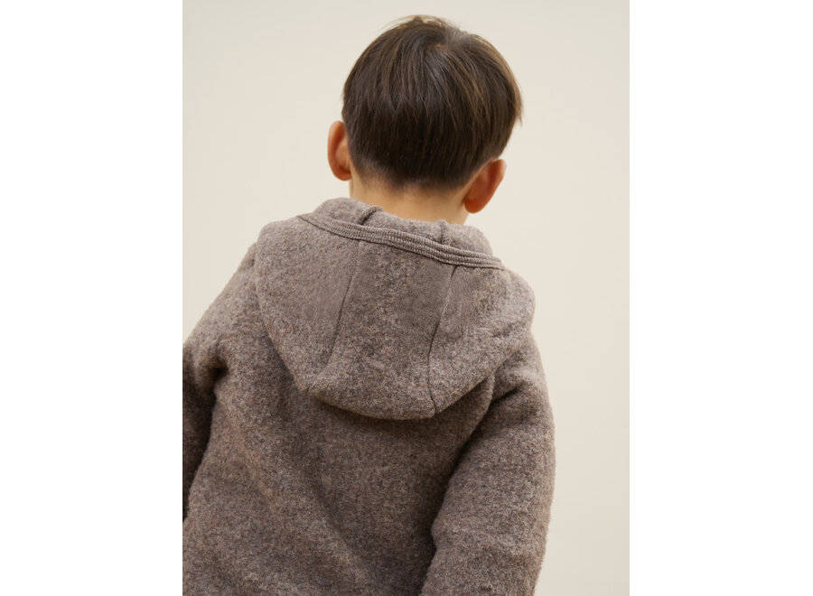 Wollen jasje - Jacket wool fleece - Brown melange