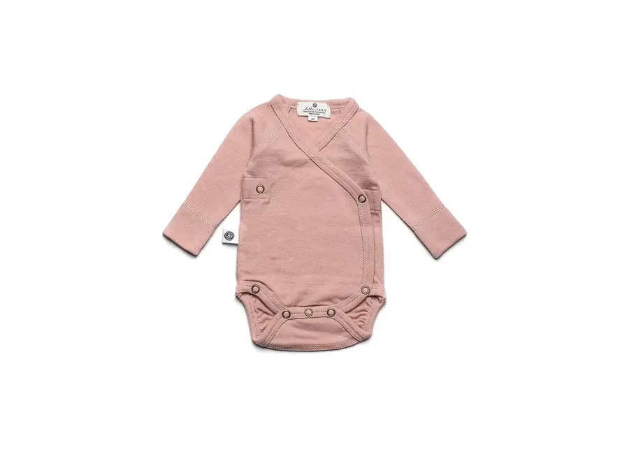 Wollen Overslagromper lange mouw – Merinowol - Misty Rose