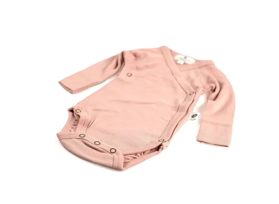 Wollen Overslagromper lange mouw – Merinowol - Misty Rose