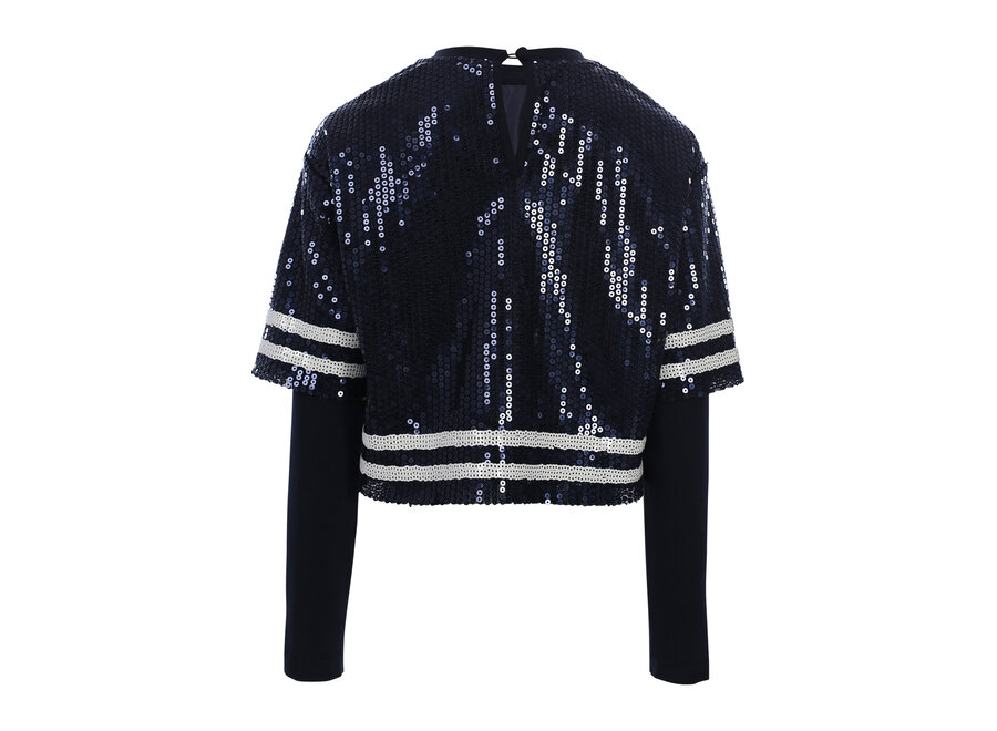 10sixteen sequince Tee - Blue sequins