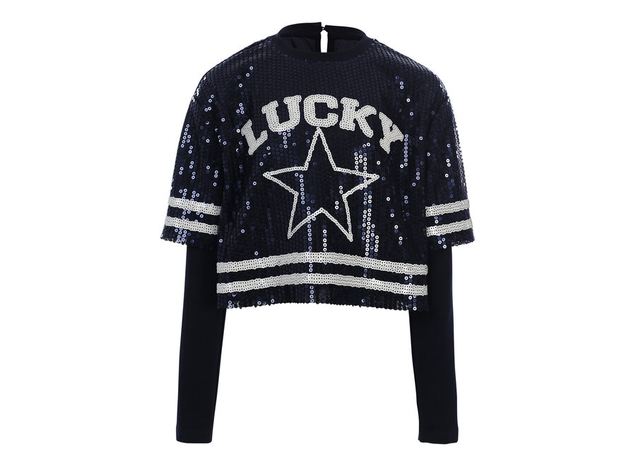 10sixteen sequince Tee - Blue sequins