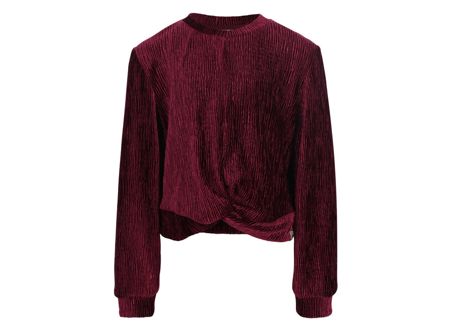 Little velvet crinkle top Ruby red