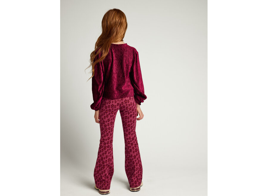 Little velvet crinkle top Ruby red
