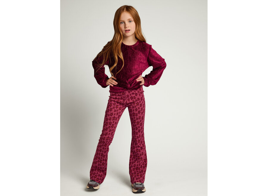 Little velvet crinkle top Ruby red
