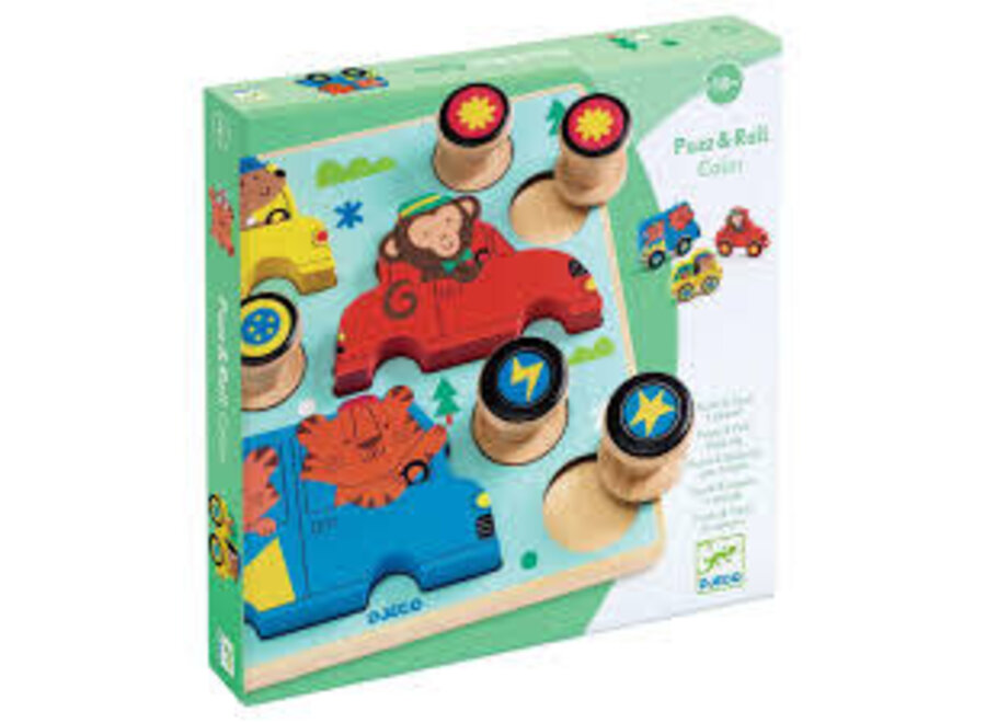 houten puzzel puzz & roll color - 9st