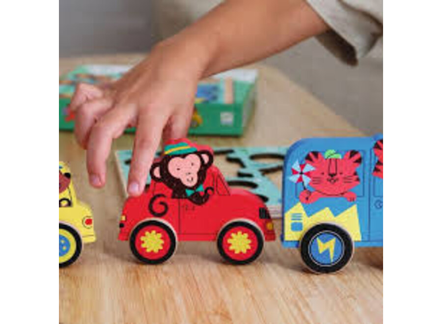 houten puzzel puzz & roll color - 9st