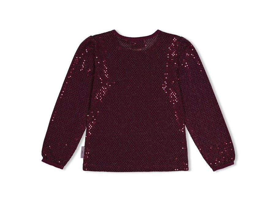 Longsleeve pailetten - Daily Princess Bordeaux