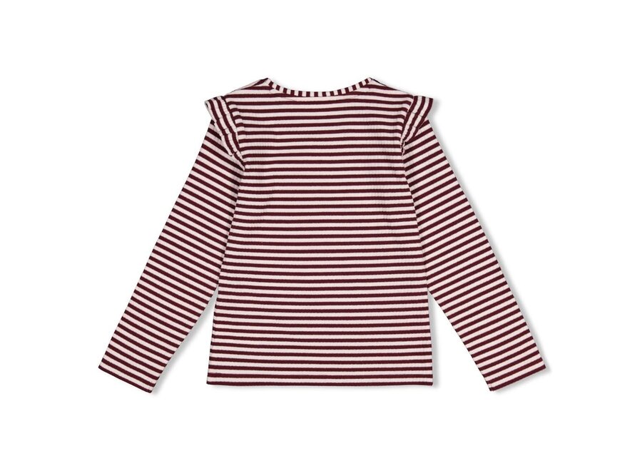 Longsleeve rib met streep - Daily Princess Bordeaux