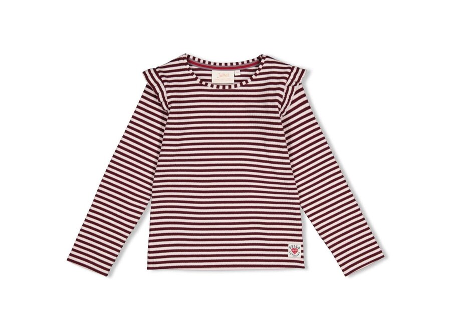 Longsleeve rib met streep - Daily Princess Bordeaux