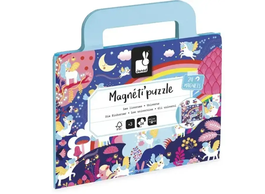 Janod Magnetipuzzel - Eenhoorns 24 stukjes