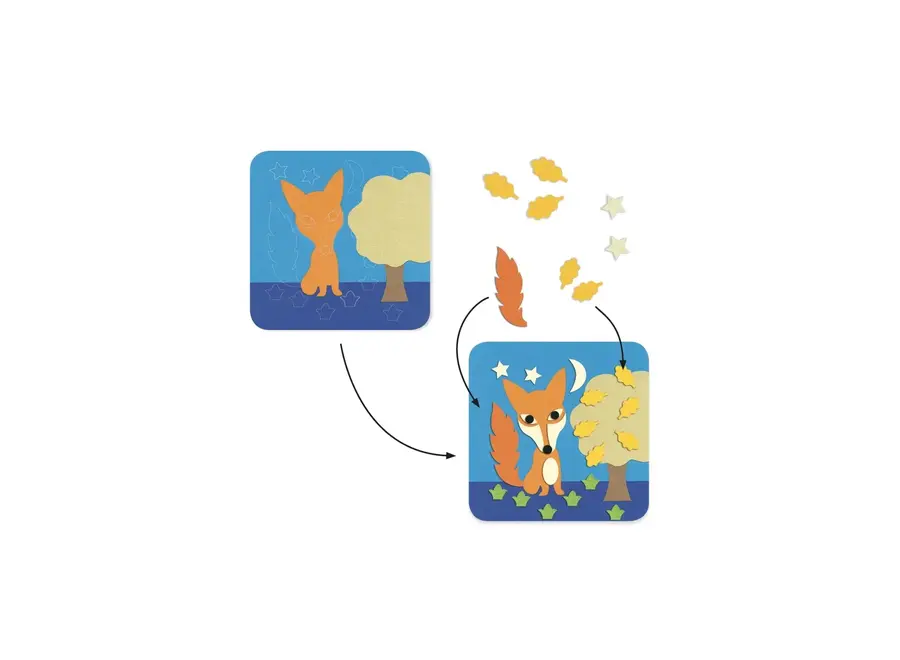 Knutselset viltschilderijtjes dieren plaatjes