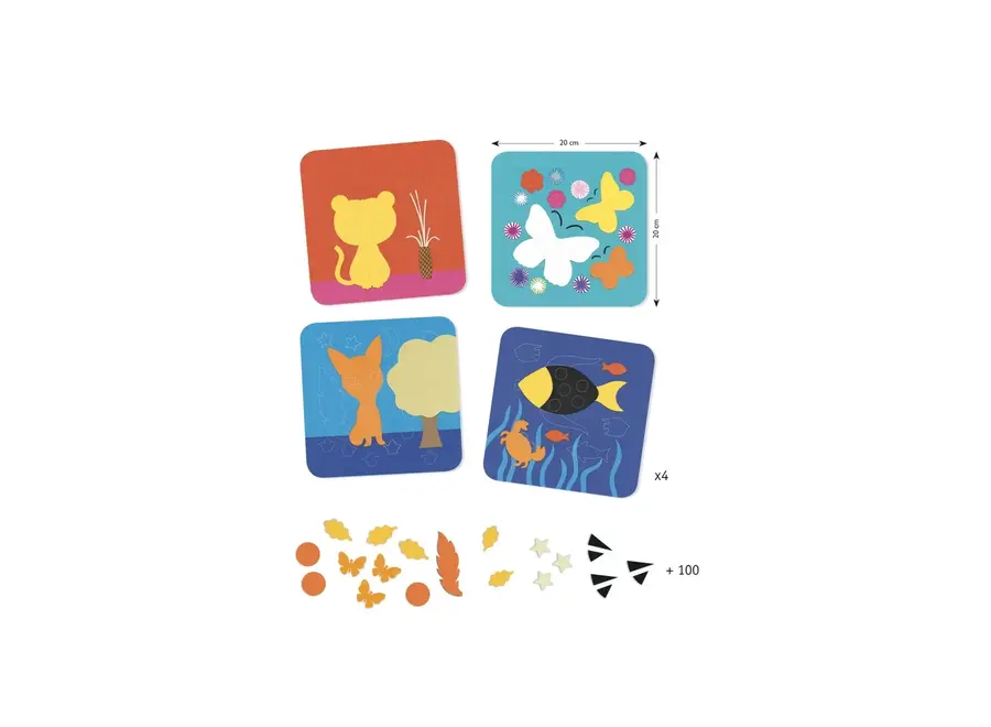 Knutselset viltschilderijtjes dieren plaatjes
