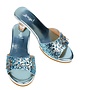 Slipper hoge hak IJskoningin, licht blauw metallic