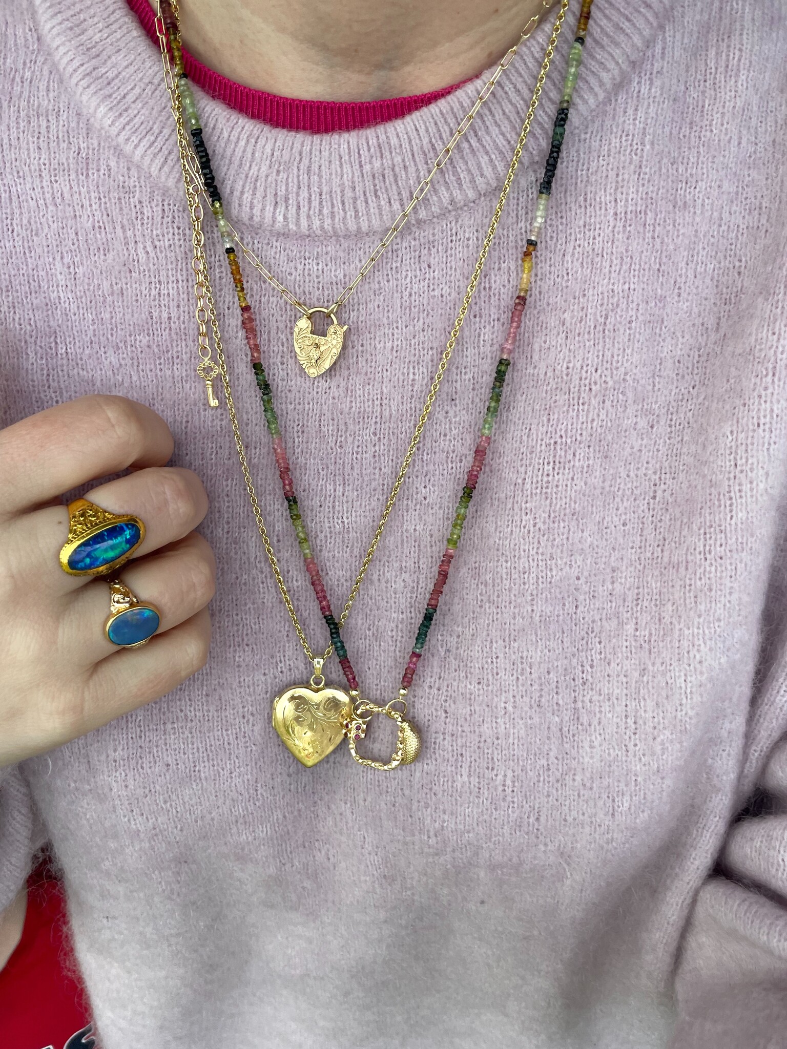 Toermalijn regenboog ketting