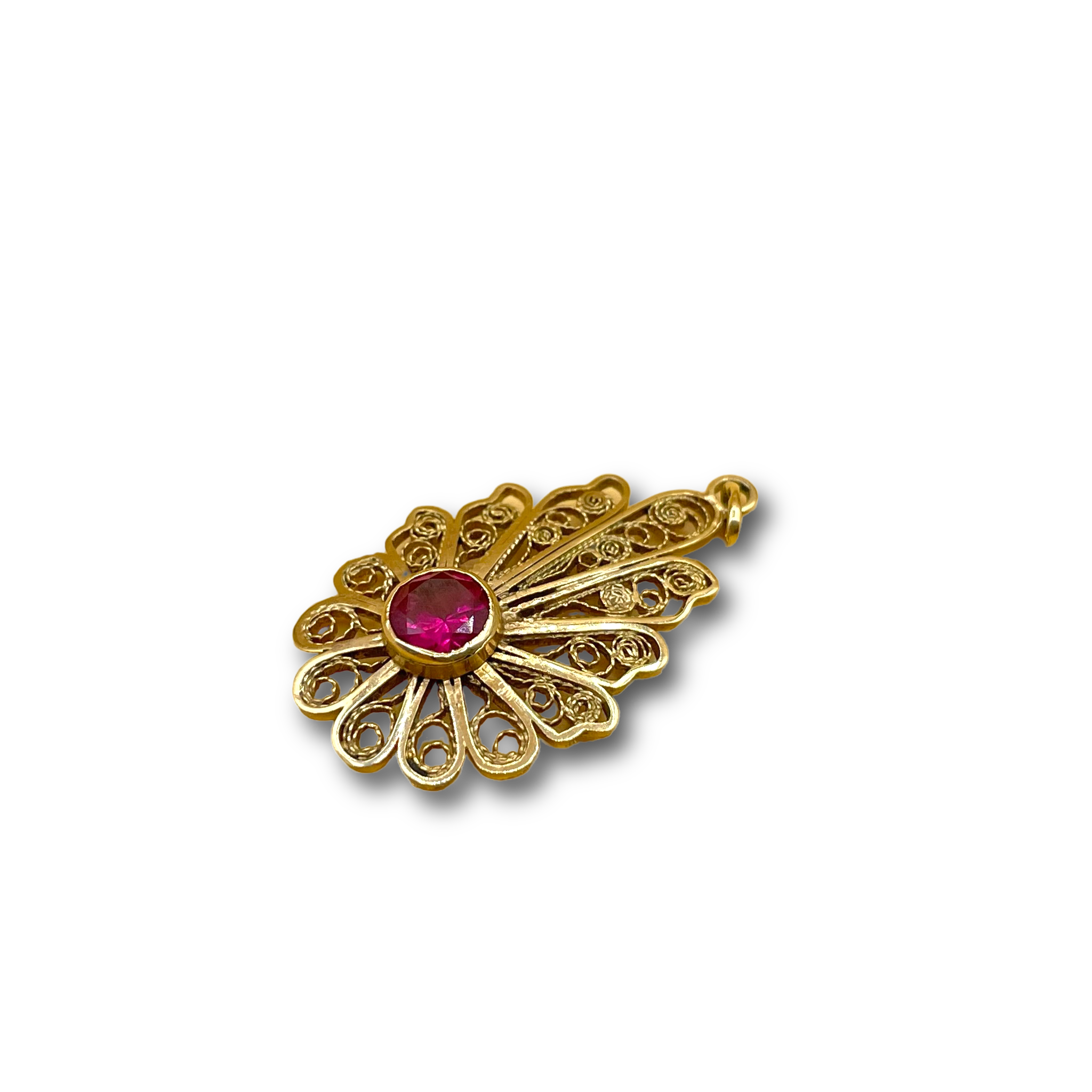 Antieke hanger roze steen