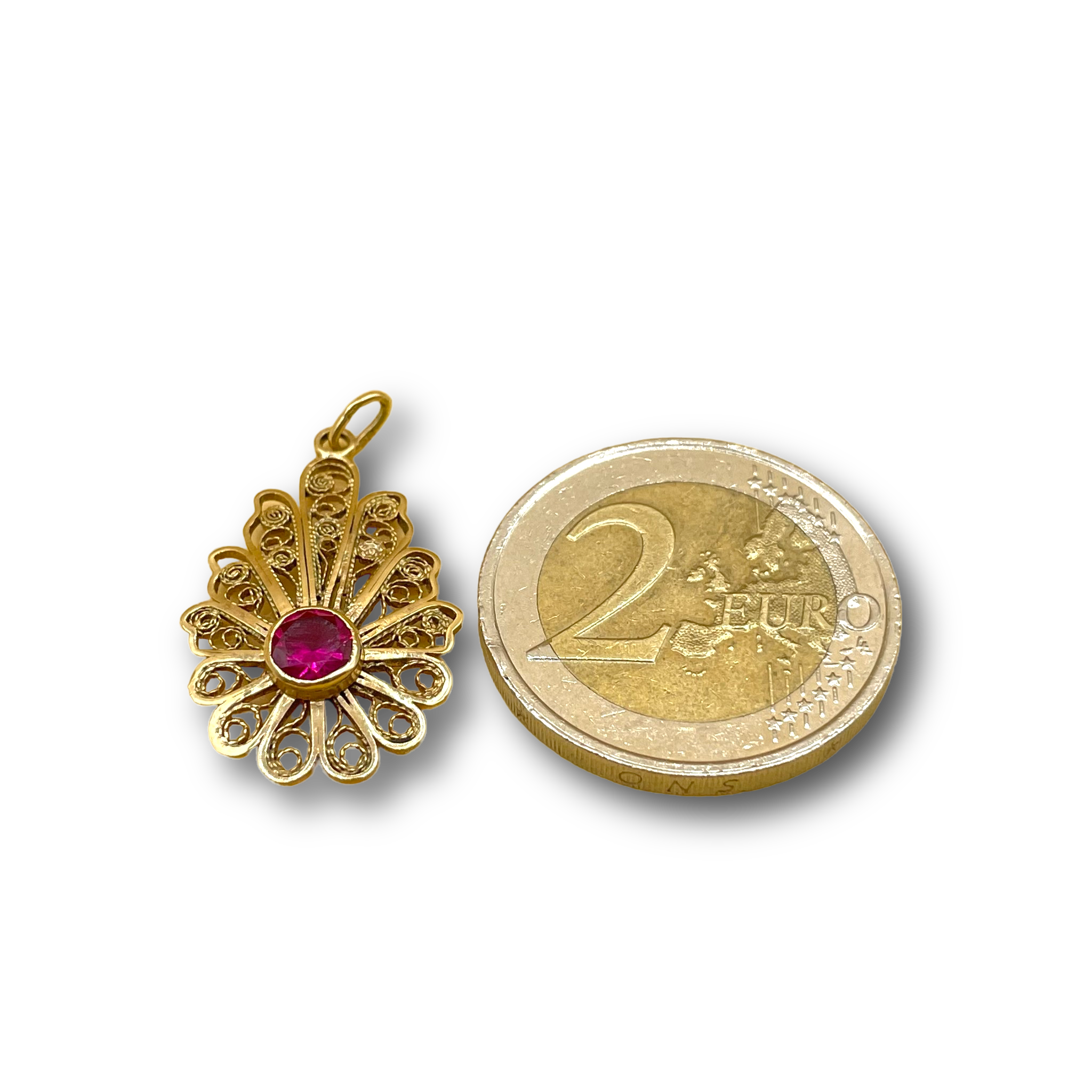 Antieke hanger roze steen