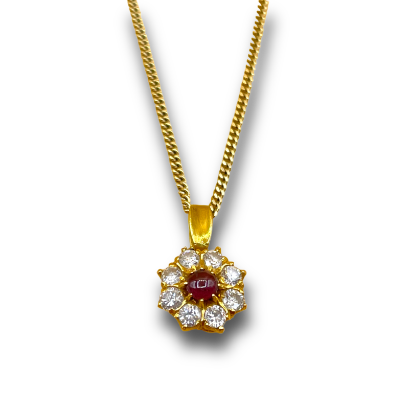 Ruby .40ct diamond pendant set