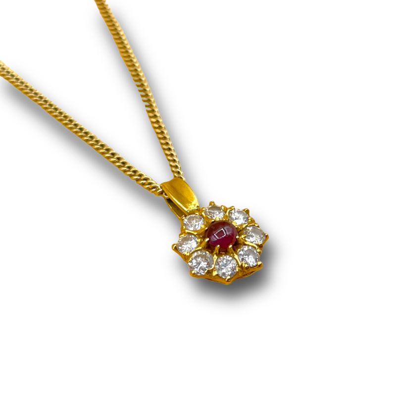 Ruby .40ct diamond pendant set