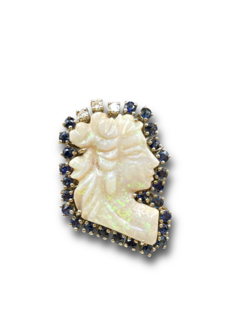Opal cameo sapphire diamond