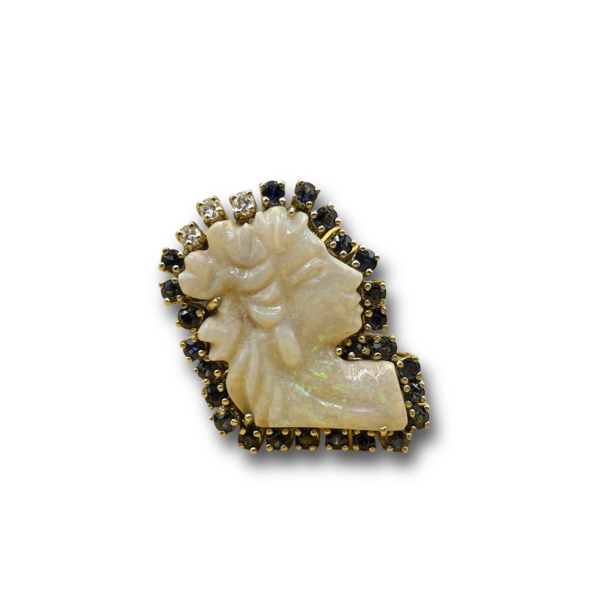 Opaal camee saffier diamant