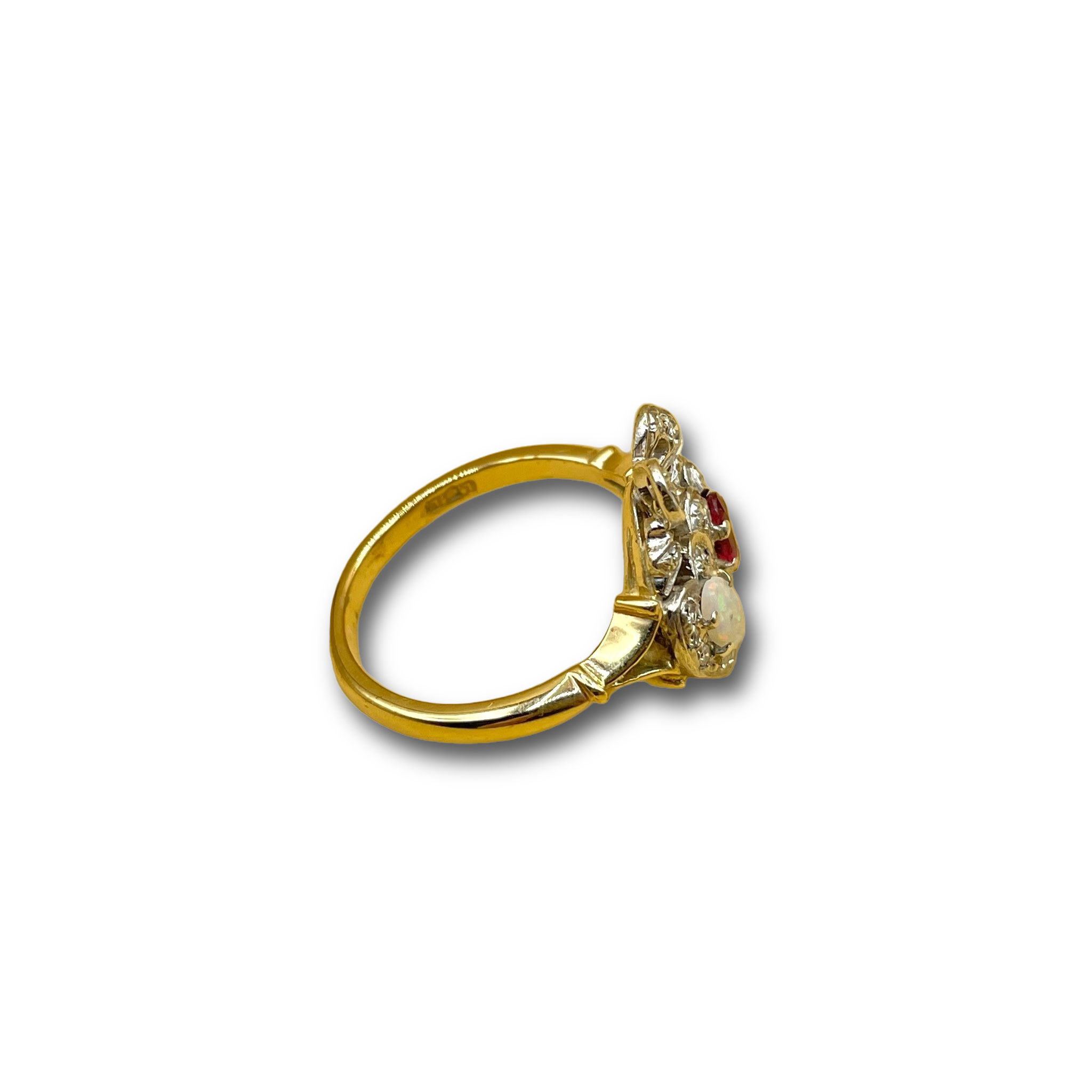Opaal robijn diamant strik