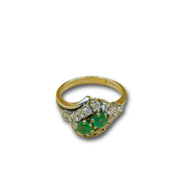 Smaragd en .70ct diamant