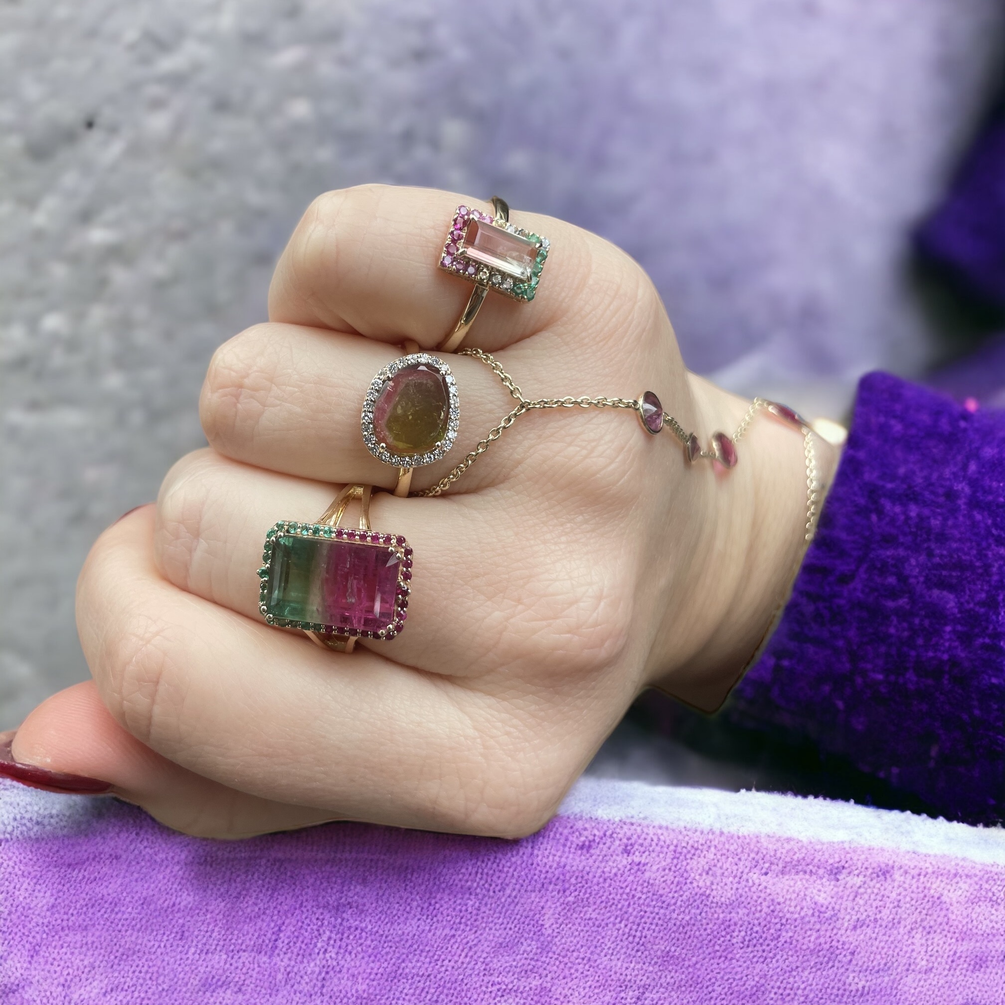 Rings Watermeloen toermalijn