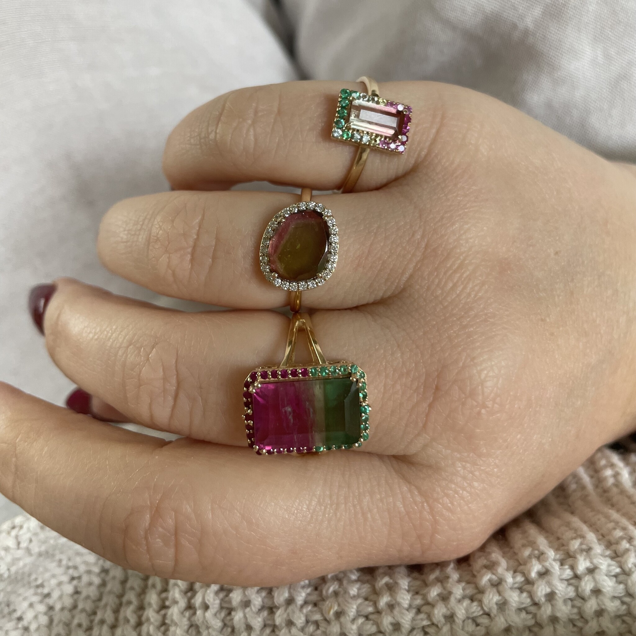 Rings Watermeloen toermalijn