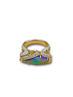 Black opal boulder .32ct diamond