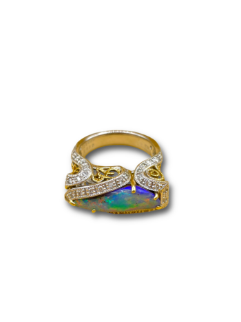 Black opal boulder .32ct diamond