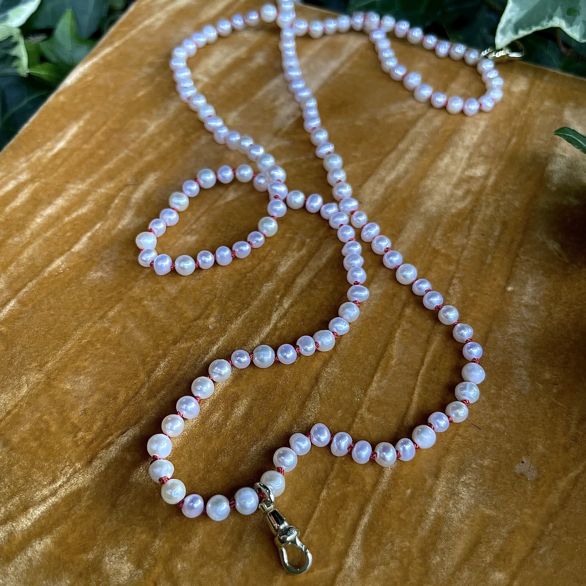 Parel musqueton sluiting ketting