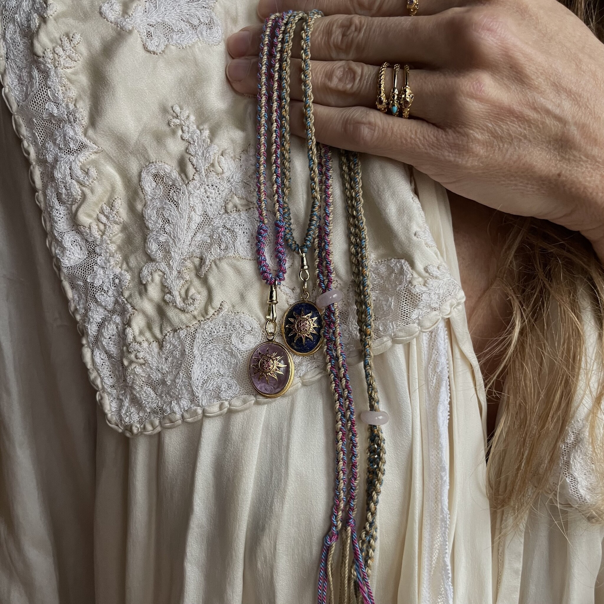 Gevlochten ketting musqueton