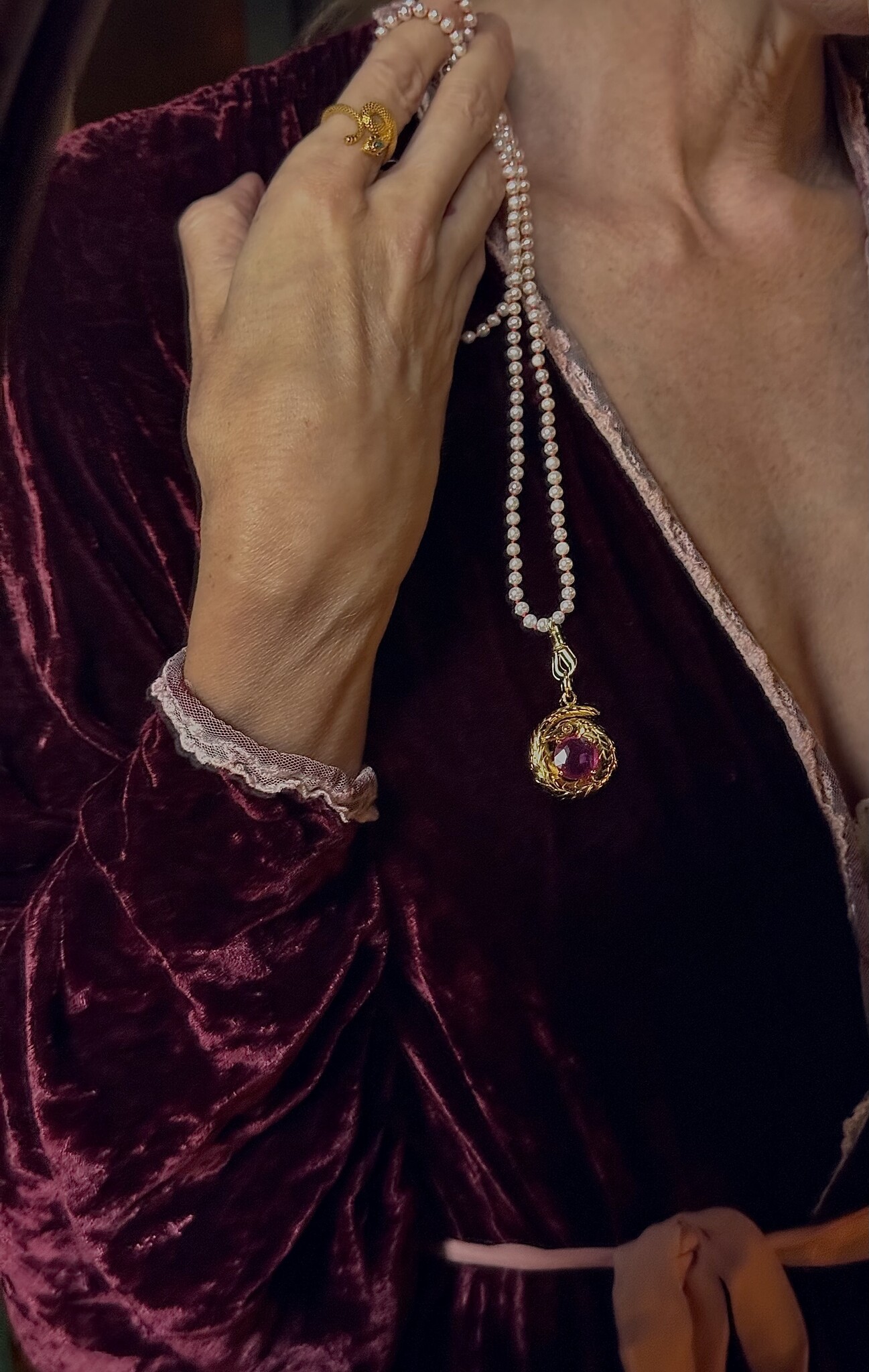 Parel musqueton sluiting ketting