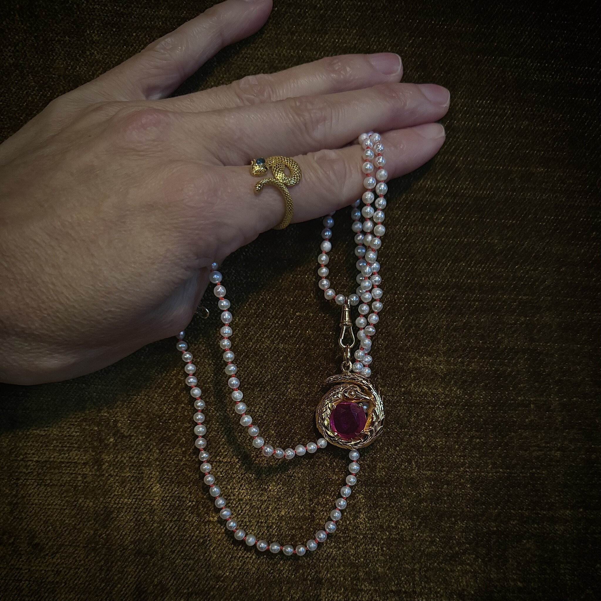 Parel musqueton sluiting ketting