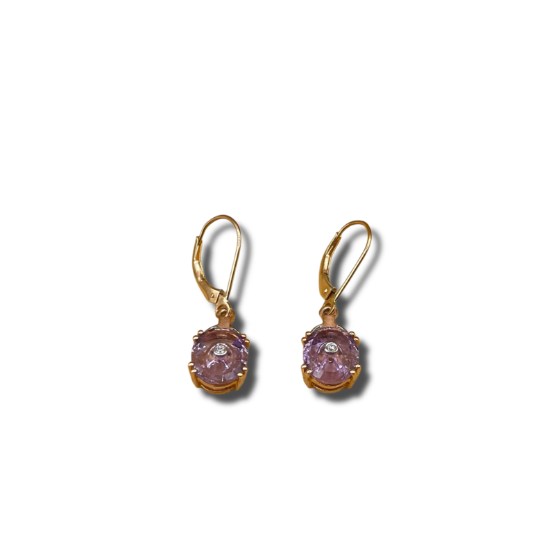Amethist diamant  oorbel