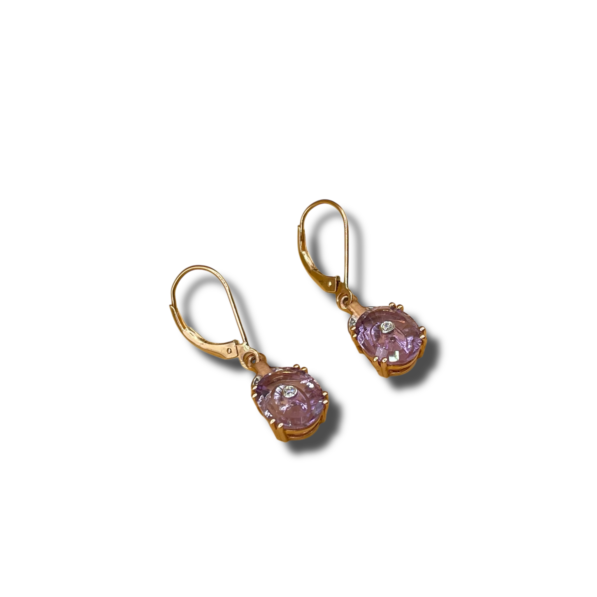 Amethist diamant  oorbel