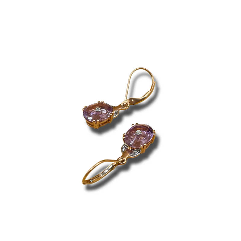 Amethist diamant  oorbel