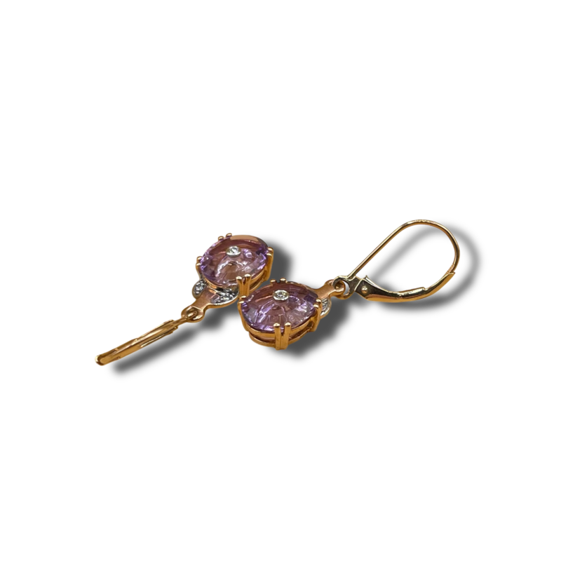 Amethist diamant  oorbel