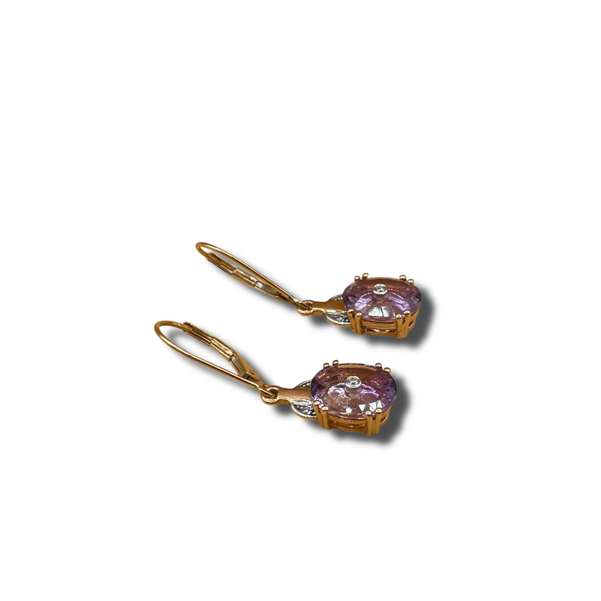Amethist diamant  oorbel